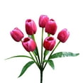 thumbnail image 2 of 1 Pc 9 Heads Tulips Artificial Flowers, 15.8 Inch Real Touch PU Faux Flowers, Fake Tulips Stems for Spring Summer Bouquet Floral Room Table Party Wedding Easter Valentines Day Decorations Hot Pink, 2 of 4