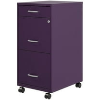 Pemberly Row 18"D 3 Drawer Mobile Metal File Cabinet in Midnight Purple
