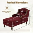 thumbnail image 2 of Chaise Lounge Chair Indoor, Upholstered Chenille Sleeper Sofa Bed with Wooden Armrests and Legs, Lazy Reading Chair Couch,  Bearing 500LBS, Red, 2 of 7