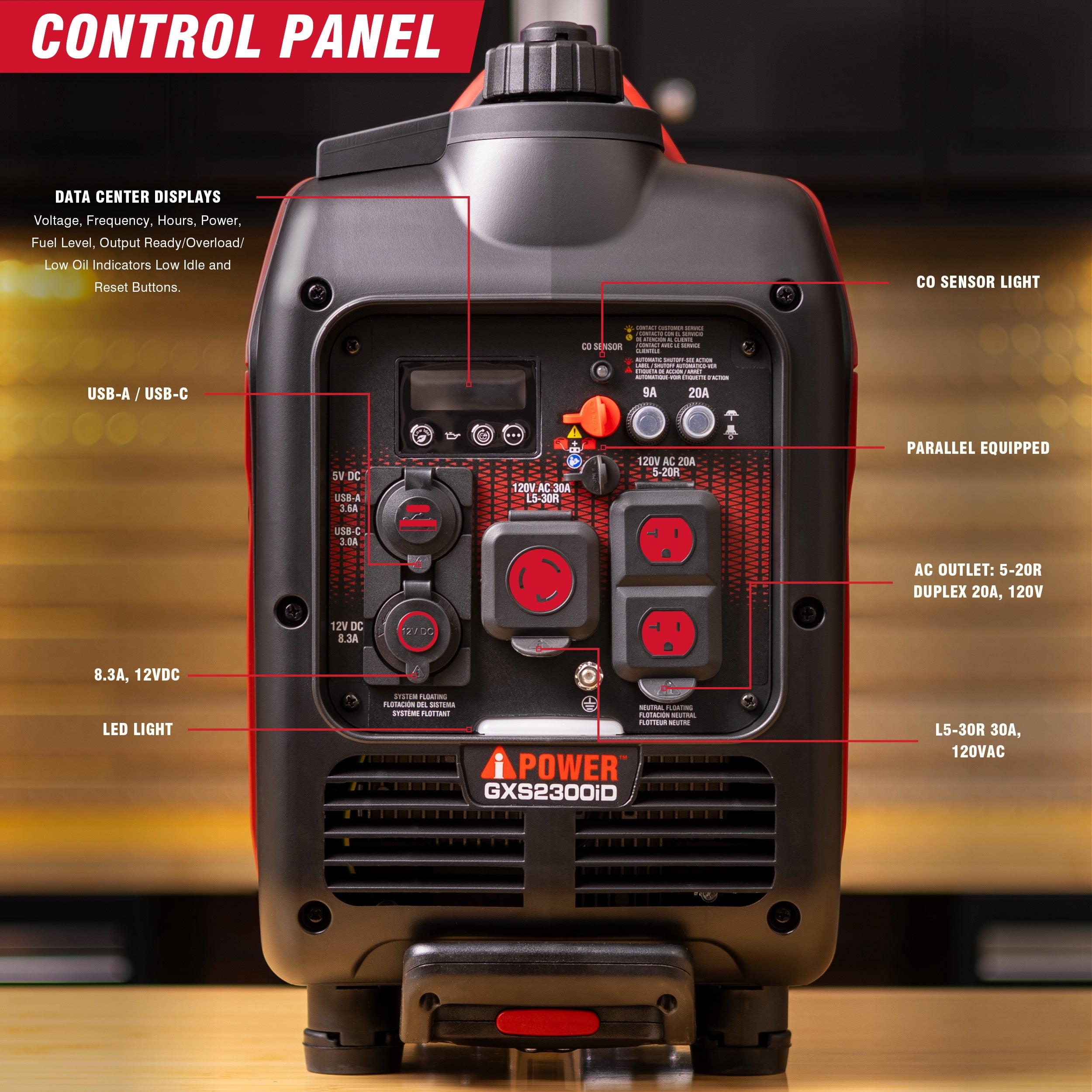 A-iPower 2300-Watt Gas Propane Powered Inverter Generator with CO Sensor
