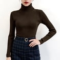 thumbnail image 5 of Women's Ribbed Turtleneck Sweater Long Sleeve Warm Winter Pullover (Coffee, One Size), 5 of 5