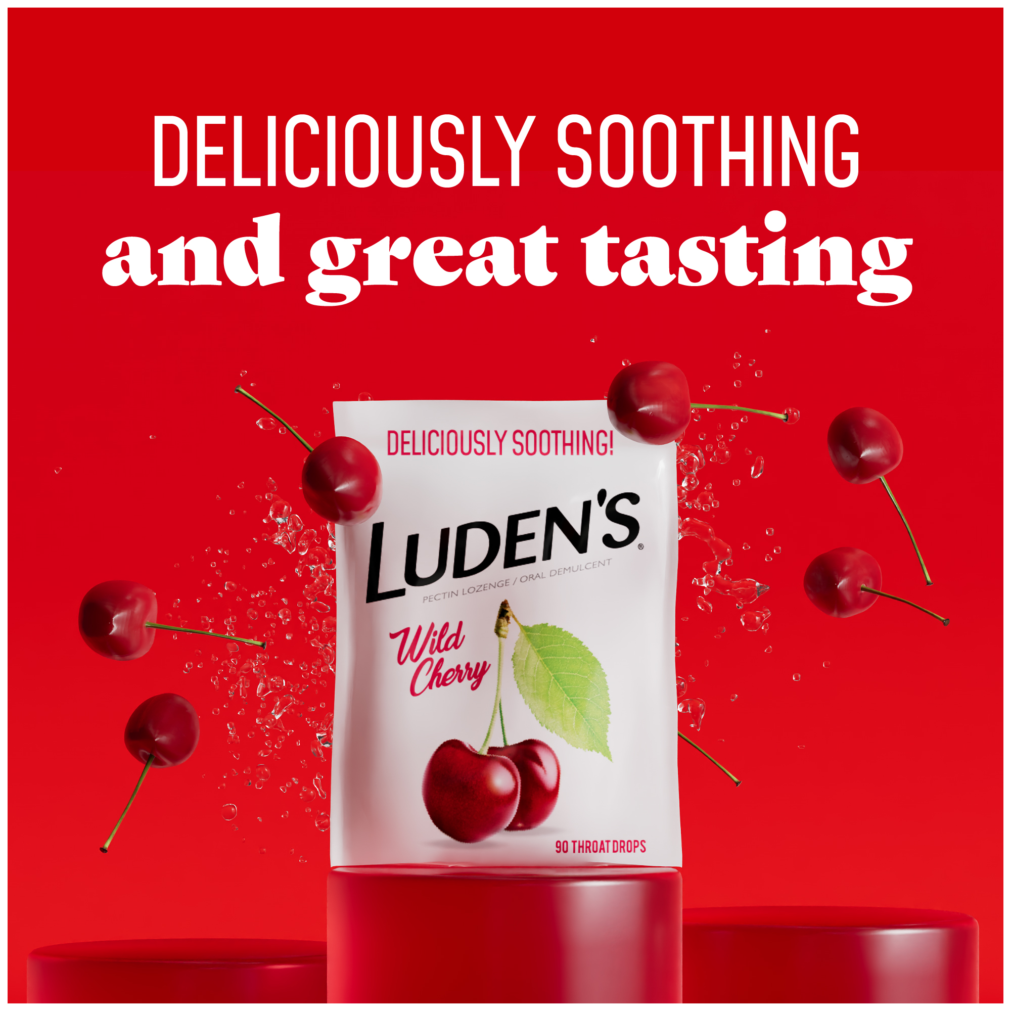 Luden's Sore Throat Drops, For Minor Sore Throat Relief, Wild Cherry, 90 Count - image 2 of 14