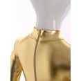 thumbnail image 6 of vastwit Kids Girls Metallic Bodysuit Full Length Jumpsuit Long Sleeve Shiny Unitard Gymnastics Leotard Dancewear Gold L/140, 6 of 7