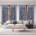 thumbnail image 6 of Navy Blue Floral Boho Kitchen Curtain for Berdoom Living Room Cafe 72 Inch Length, Ethnic Tribe Abstract Flower Tiers Curtains Light Filtering Drapes Rod Pocket Window Treatment 2 Panels 52"Wx72"L, 6 of 8