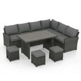 thumbnail image 2 of AECOJOY Patio Furniture Set, 7-Piece Rattan Wicker Sectional Sofa Couch, Outdoor Dining Conversation Set in Gray, 2 of 9