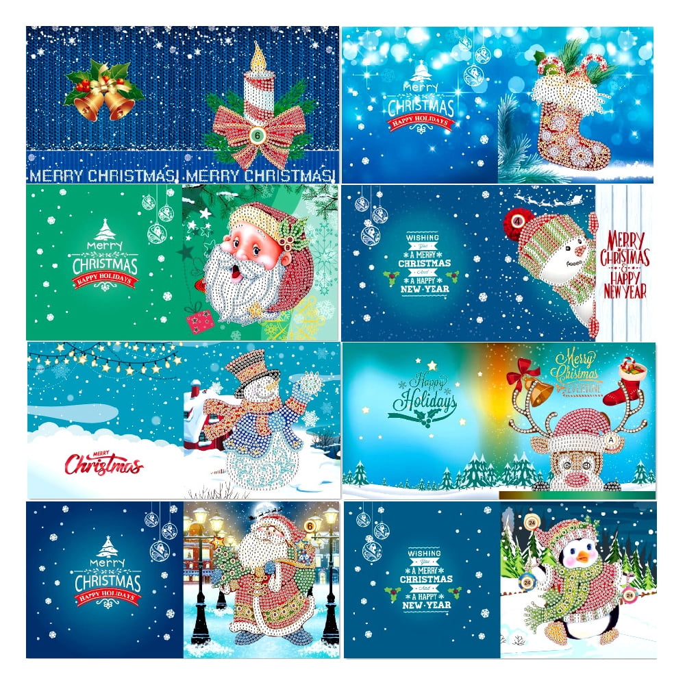 8pcs DIY Christmas Greeting Cards Set 5D Diamond Painting Birthday Gift Art 8pcs DIY Christmas Greeting Cards Set 5D Diamond Painting Birthday Gift Art