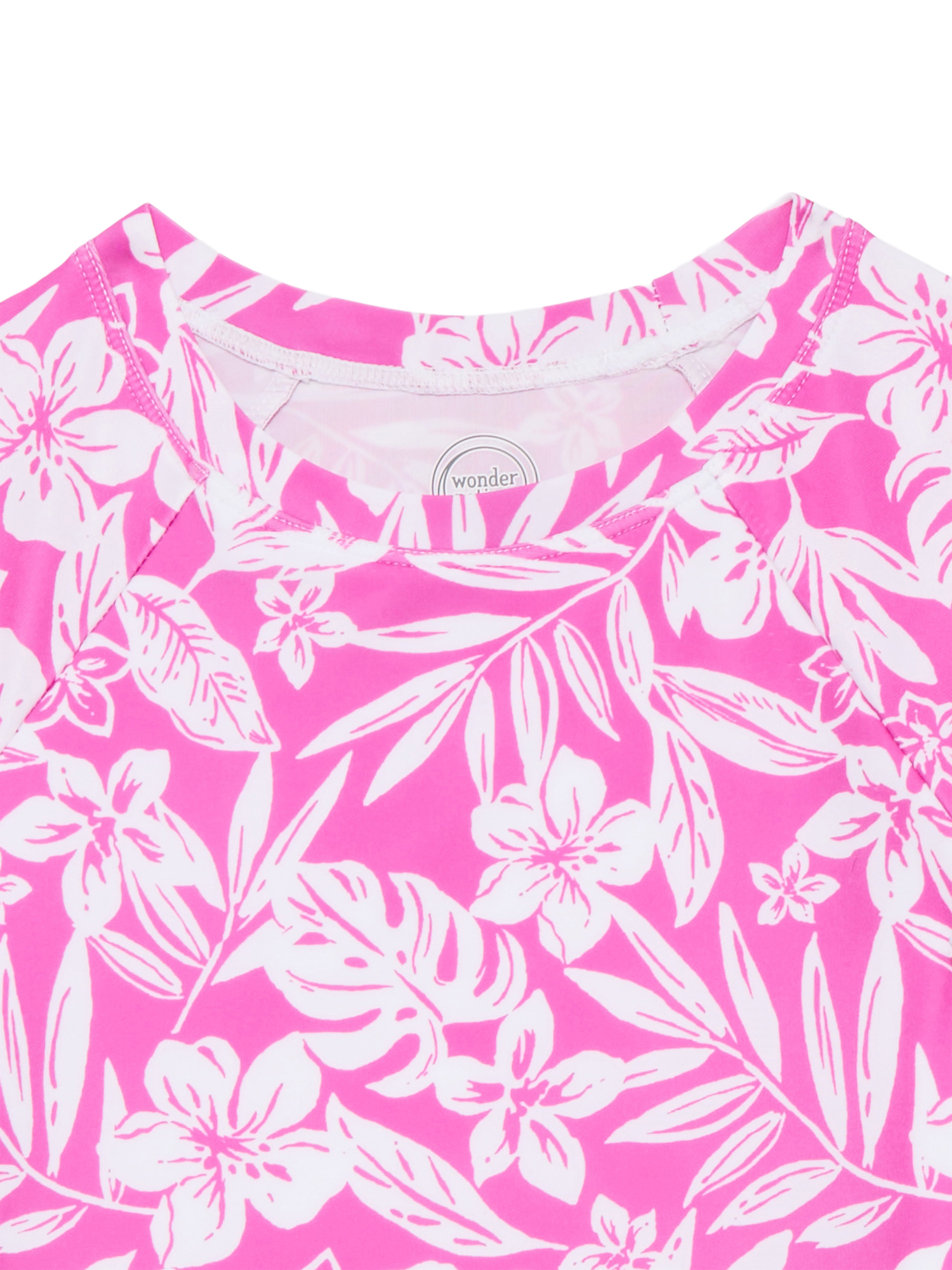 Wonder Nation Girls Short Sleeve Rash Guard Swim Set, Two-Piece, Sizes 4-18