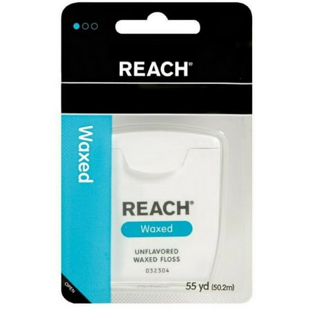 REACH Dental Floss, Waxed, Unflavored 55 yds (Pack of