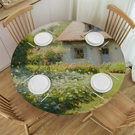 

Patifu Garden Round Tablecloth Stain-Resistant Washable Indoor Outdoor Table Cover for Restaurants Weddings Parties Home Decor 31 -35