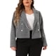 thumbnail image 1 of Blazers de tweed de talla grande GRACE & GRANDEUR para mujeres, chaqueta elegante de oficina con solapa de muesca, corta, 1X, negra, 1 of 1
