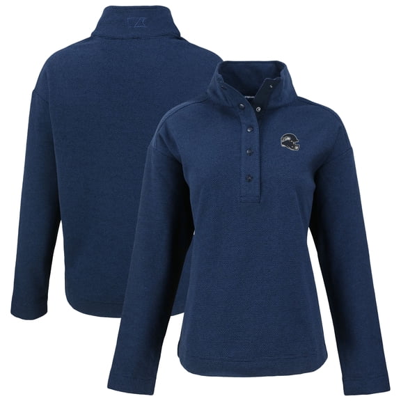 Women's Cutter & Buck College Navy Seattle Seahawks Hunts Point Eco Half-Snap Sweatshirt