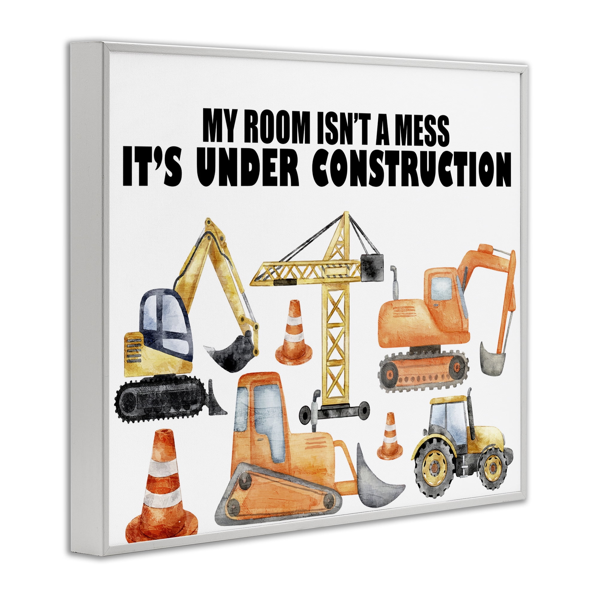 Not A Mess Under Construction White Framed Giclee Art, design by Kim Allen