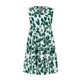 thumbnail image 7 of Uaswgudfs Women's Sleeveless V-Neck Flowy Tank Dress - Casual Summer Sundress with Ruched Waist & Leaf Motif Tiered Skirt Green S, 7 of 7