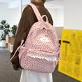 thumbnail image 6 of Corduroy Backpack, Polka Dot School Backpack with Bowknot, Lace Trim Schoolbag for Travel Shopping Outdoor, Pink, 6 of 9