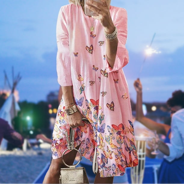 Vestido Estampado Vestido Elegante Moda Maxi Vestido Vestidos Simple Suave para Boda (Rosa L) Cgtredaw Para estrenar