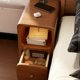 thumbnail image 2 of Mesita de noche minimalista de madera maciza, mesita de noche ultraestrecha con luz, organizador compacto para dormitorio de alquiler, unidad de almacenamiento delgada, 2 of 4