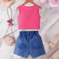 thumbnail image 4 of DAETIROS Girls Outfit Sets-Casual Comfy Cute Tank Top and Fashion Denim Shorts Girls Summer Clothes Pink Size 5 Years, 4 of 7
