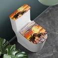 thumbnail image 3 of HELLHERO Palm Tree Elastic Bottom Adjustable Universal Elastic Fabric Toilet Lid Cover Set Bathroom Dust-Proof Washable and Reusable U-Shaped, 3 of 6