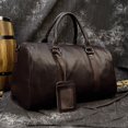 thumbnail image 3 of Bolso de viaje de cuero genuino de lujo para hombre y mujer, bolso de equipaje de mano de cuero de vaca, bolso de hombro de viaje, bolso de lona de fin de semana para hombre y mujer, 3 of 4