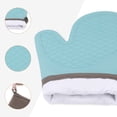 thumbnail image 6 of Unique Bargains 2pcs Soft Silicone and Cotton Heat-Resistant Oven Mitts Blue 11.2" x 7.7", 6 of 7