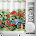 thumbnail image 2 of No Hook Shower Curtain, Spring Floral Shower Curtains for Bathroom with See Through Top Window, Red Flowers Watercolor Botanical Farmhouse Waterproof & Washable Bath Curtain Standard 72"x72", 2 of 9