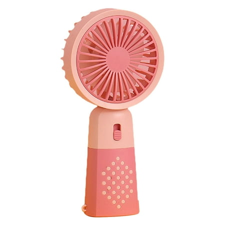 

harmtty 1 Set Handheld Fan 2-Gear USB Charging Dense Grid Night Light Simple Switch Anti-slip Handle Color Blocking Mini Electric Fan Office Supply B