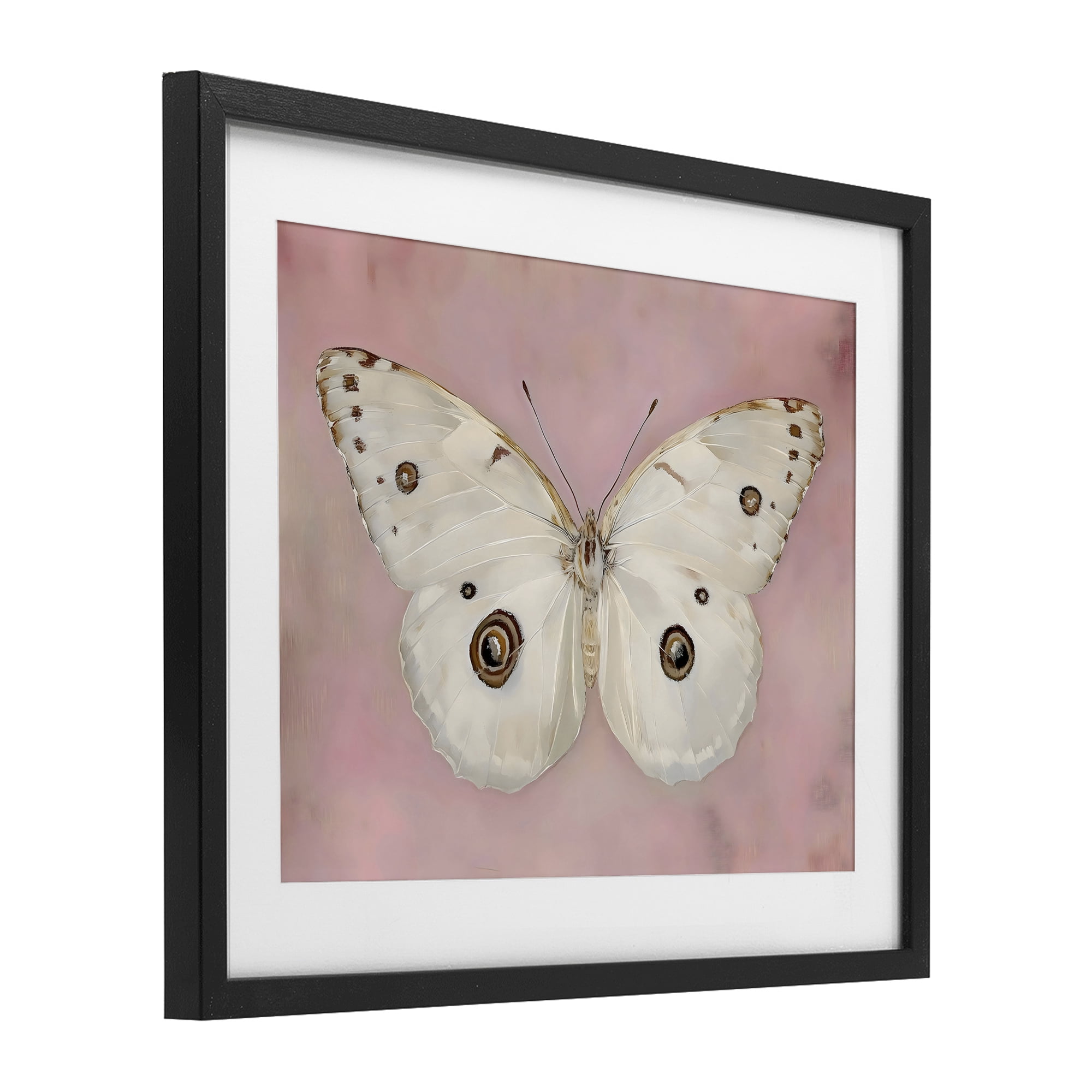 Stupell Industries Gossamer Butterfly on Blush Background Black Framed Print Under Glass, design by Arlington Prints