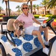 thumbnail image 3 of Golf Cart Seat Covers for 2 Seater,Dahlia Flower Microfiber Cart Seat Towel Blanket,Farmhouse Botanical Blue Grey Floral Absorbent Breathable Non Slip Bench Seats Protector for Golf Course 51"x31", 3 of 9
