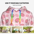 thumbnail image 4 of Fotbe Strawberries Pattern Womens Long Sleeve Hoodie, Pullover Hooded Sweatshirt, Kangaroo Pocket Hoodie with Eye-catching Drawstrings-Large, 4 of 7