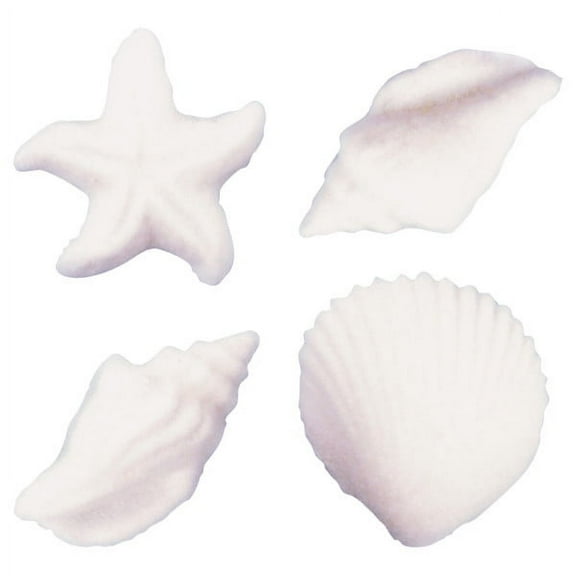 Edible Seashells and Starfish Molded Sugar Cake/Cupcake Decorations - 12 ct