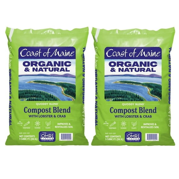 Coast of Maine Quoddy Blend, 1 cu ft (Pack of 2) Organic and Natural Compost Blend with Lobster and Crab - Improves and Revitilizes Soil
