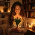 thumbnail image 4 of 5 PC Tulip Bouquet Lamp Artificial Flower Night Light Real Touch Tulip Night Lamp LED Flower Light Home Kitchen Decor, Trendy LED Decorative Bouquet Light, Bedroom Desktop Ornament Gift, 4 of 6