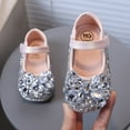 thumbnail image 2 of Hessimy Baby Girls Mary Jane Sequins Flats PU Leather Wedding Party Princess Ballet Shoe Rubber Sole Prewalker Toddler First Crib Shoes school (Pink,9.5), 2 of 8