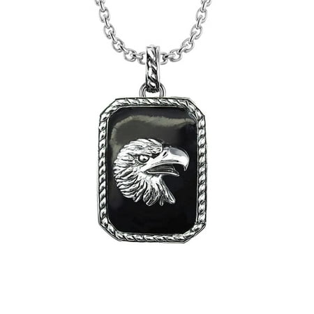 Biker's Necklace depicting Eagle's head in silver
