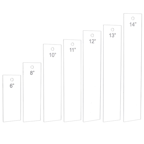 7PCS Acrylic Ribbon Rulers 6 8 10 11 12 13 14 Inch Rectangle Quilting Rulers Ribbon Tail Measuring Tool Tailor Craft Tool Drawing Measuring