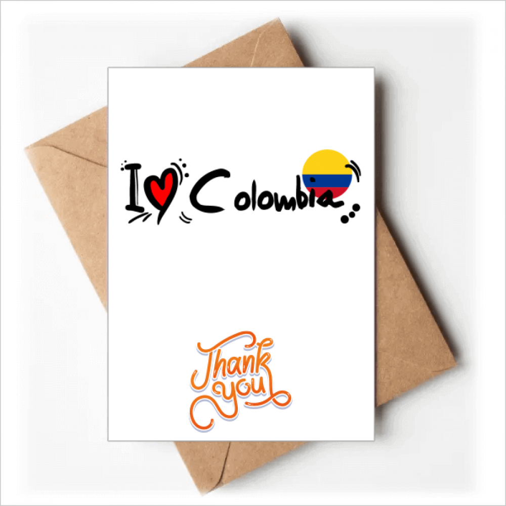 I Love Colombia Word Flag Love Heart Illustration Thank You Cards