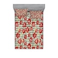 thumbnail image 2 of Ambesonne Floral Fitted Sheet & Pillow Sham Set, Scottish Houndstooth, Twin, Hunter Green Ruby, 2 of 3