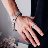 10mm Solid 925 Sterling Silver Hip Hop Moissanite Cuban Link Chain Silver Plated 8 Inches Bracelets for Party or Gift