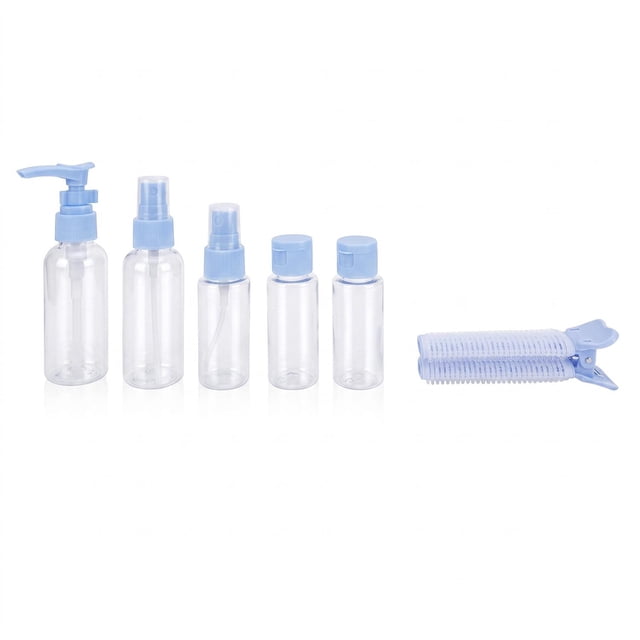 Kit de Viaje 5 Botellas Para Líquidos Rellenables azul