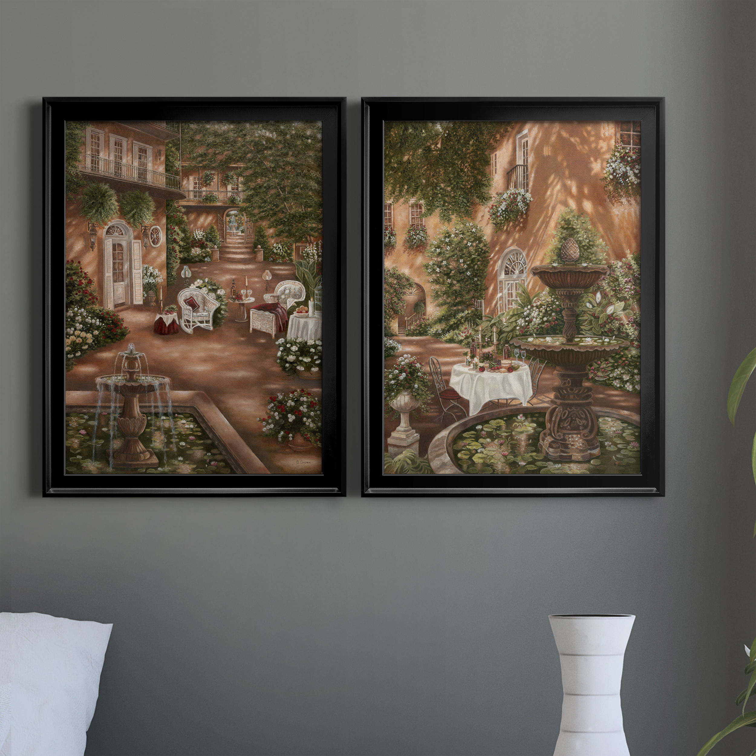 2 Piece Set Evening Cocktails I Premium Framed Canvas - Ready to Hang - 18.5 x 24.5 Each - Black Frame