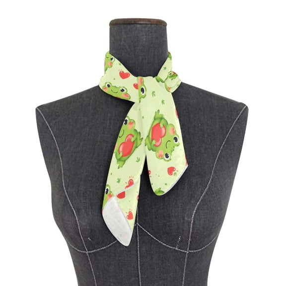 Square Scarf 24x24 Inch Adorable Frog Hearts Design Silky Satin Sun Protection Neck Scarf for Women Multi-Purpose Head Wrap Bandana for Hair Bag Decoration