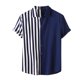 thumbnail image 5 of Camisas Tipo Para Hombre Camisa Casual Splice Button Turn Camisas de cuello corto de Strudy Men (Blue, L), 5 of 6