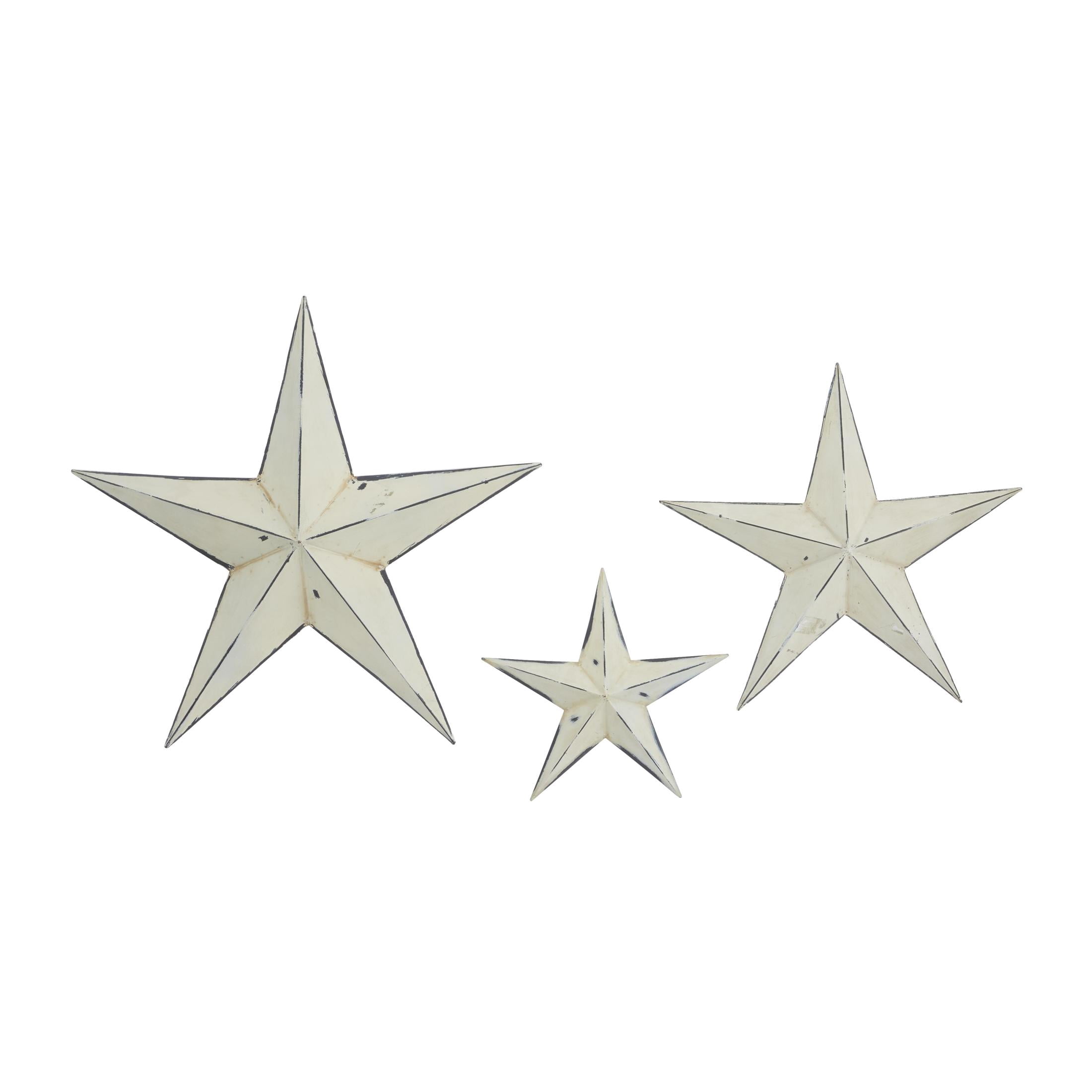 DecMode Cream Metal Star Wall Decor (3 Count)