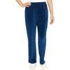 Alfred Dunner Womens Petite Velour Straight Leg Short Length Pant Sapphire X-Large Petite