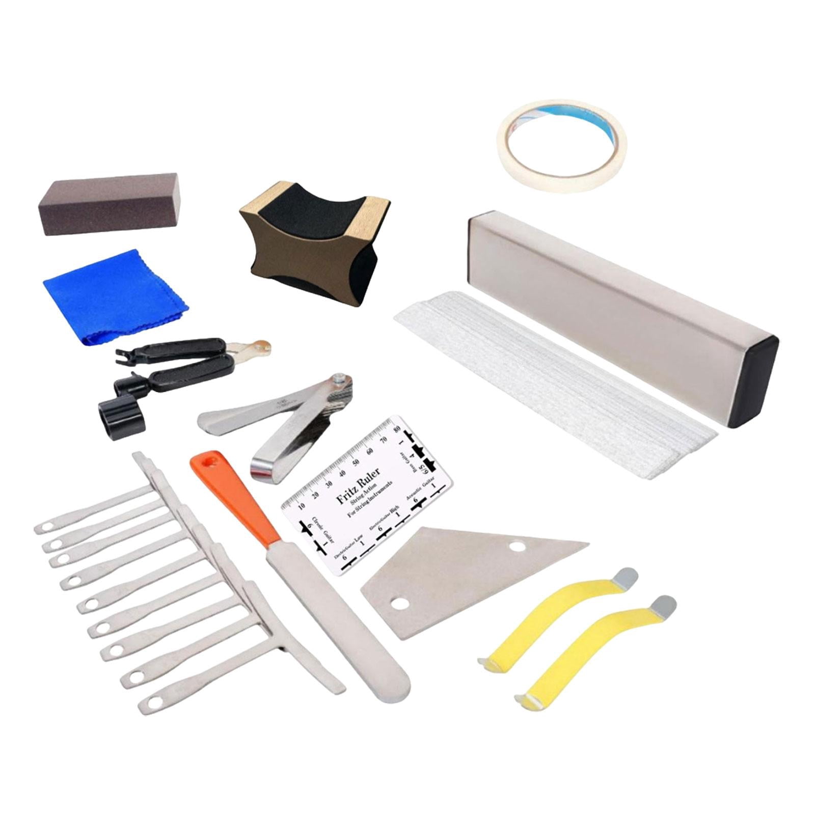 LeeQinersw Guitar Maintenance Tool Kit Guitar Setup Tool Kits Measuring Tool Fret Leveling Kits for Electric Guitar Electric Guitar Bass