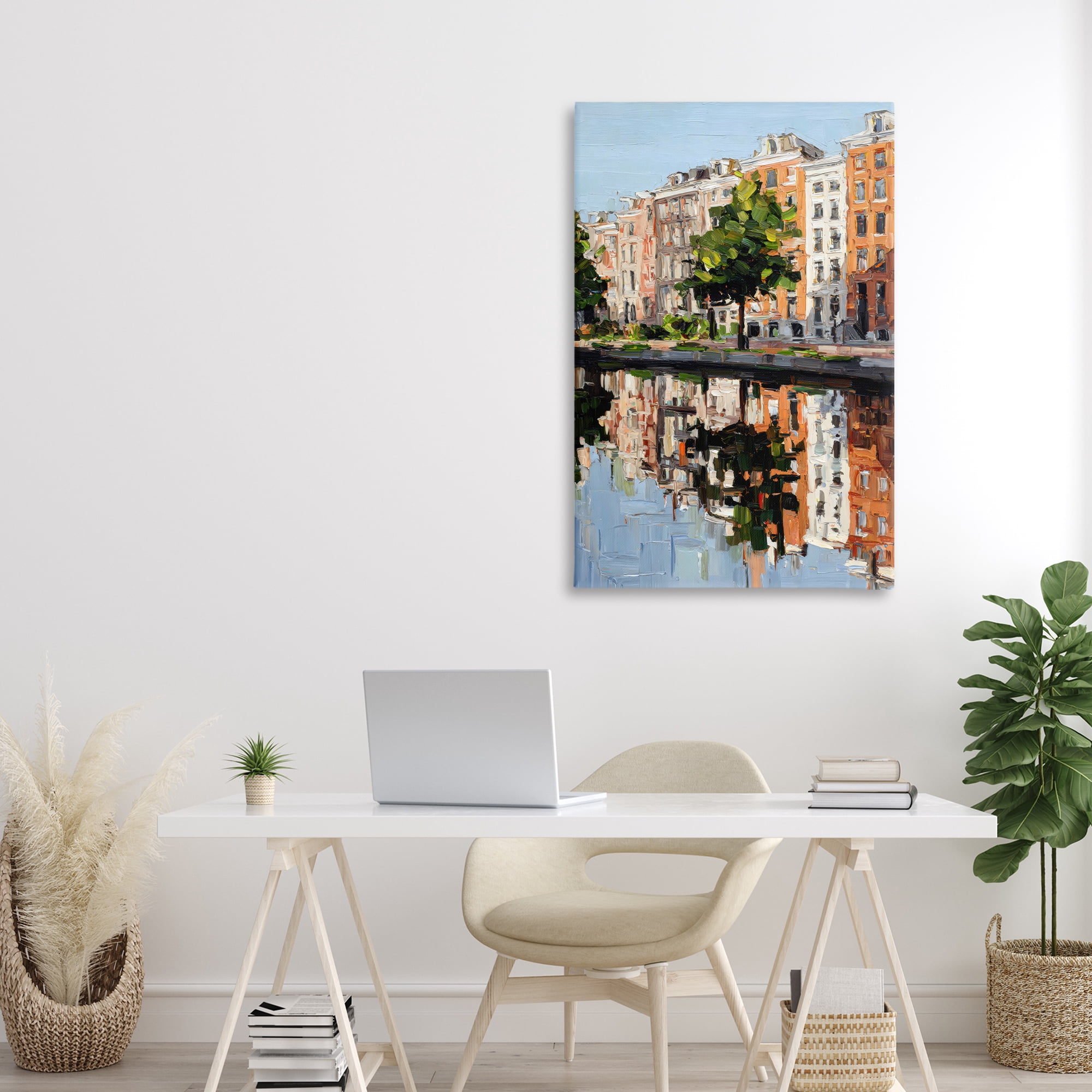 Stupell Industries Waterside Apartments on Canal Canvas Wall Art, design by Petal Prints Design