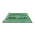 thumbnail image 2 of Ahgly Company Machine Washable Indoor Square Oriental Turquoise Blue Modern Area Rugs, 7' Square, 2 of 4