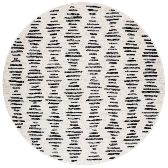 SAFAVIEH Tulum Lancaster Geometric Area Rug, 6'7" x 6'7" Round, Ivory/Black