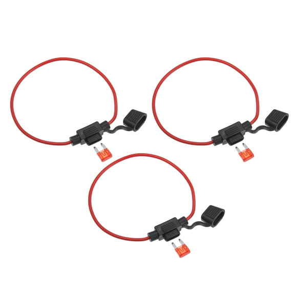 Unique Bargains 3 Set DC 12V 16 Gauge Car in Line ATC Blade Style Inline Mini Fuse Holder with 10A Mini Fuse Black