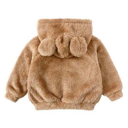 

TOWED22 Baby Coats Jackets & Vests Toddler Baby Girls Boys Faux Outerwear Jackets Snowsuit Warm Hooded Thicken Fleece Coat Winter Hoodie Outwear Khaki